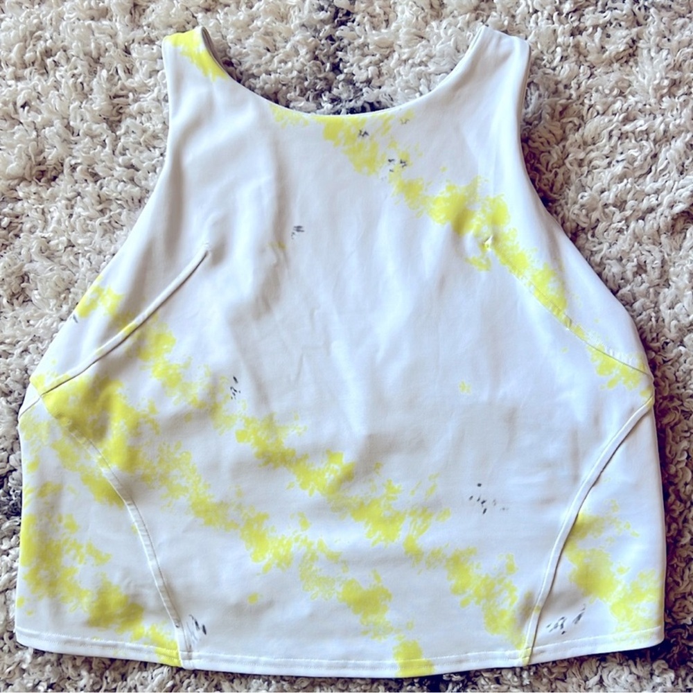 Lululemon Invigorate White and Yellow Tie-Dye Top